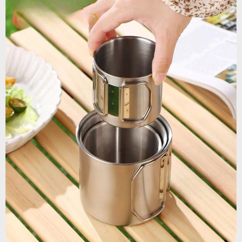 Outdoor Stainless Steel 304 Folding Cup Convenient Storage Wild Camping Tableware Coffee Cup Outdoor Tea Cup Mountaineering Water Cup - Digital Edges | Online Electronics Store