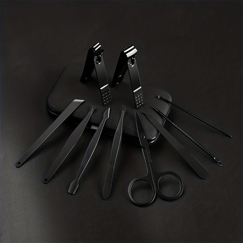 Professional Black Nail Clipper Set - Ultra Sharp & Sturdy Fingernail and Toenail Cutters for Pedicure Care - 10pcs - Digital Edges | Online Electronics Store