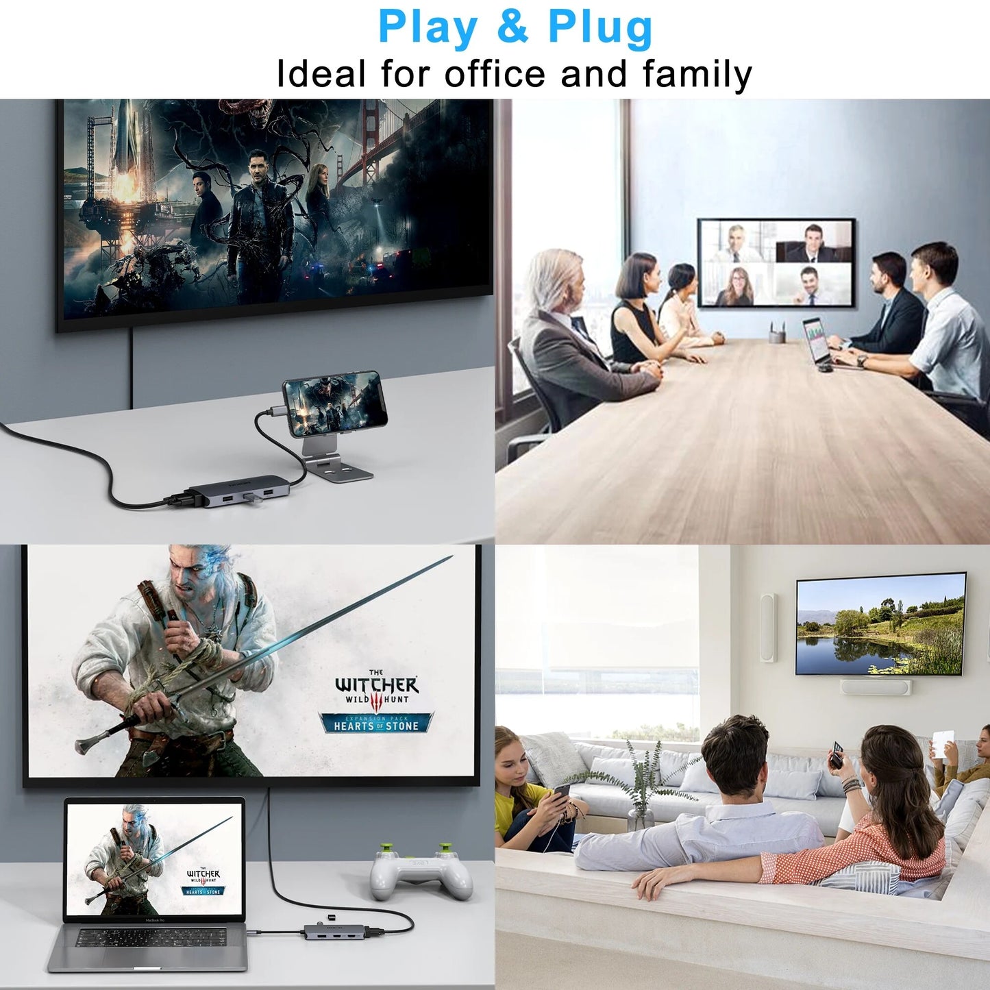 MOKiN 7-in-1 USB C Hub Docking Station: USB C to 2 HDMI + VGA, DP, 3 USB 2.0 for Mac iPad Laptop for Mac iPad Thunderbolt Laptop - Digital Edges | Online Electronics Store