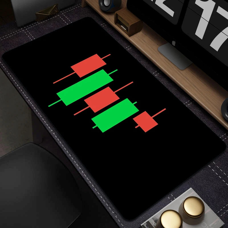 Stock Market Candle Chart Mouse Mat Gaming Keyboard Mat Large Non-Slip Mouse Pad Gamer HD Print Mousepad Game Rubber Accessories