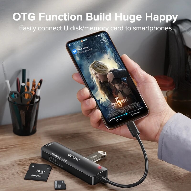QOOVI USB C Hub 5 in 1 Type C to USB 3.0 Adapter Dock With TF SD Reader For Macbook iPad Pro Air Xiaomi Splitter Port OTG HUB - Digital Edges | Online Electronics Store