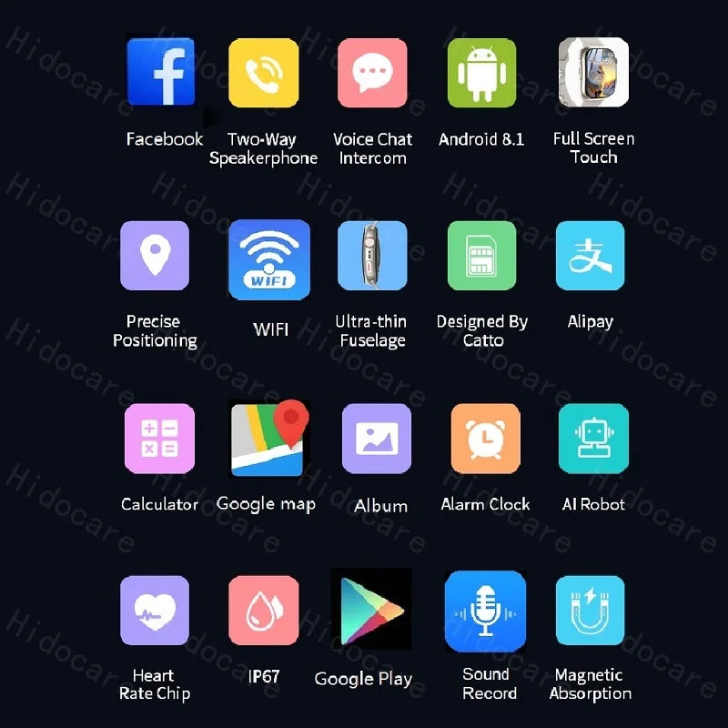 4G SIM Card Android Watch 1.96" Curved Screen AMOLED Men Woman Wifi GPS Connected Waterproof Clock Korean Polish Original 2024