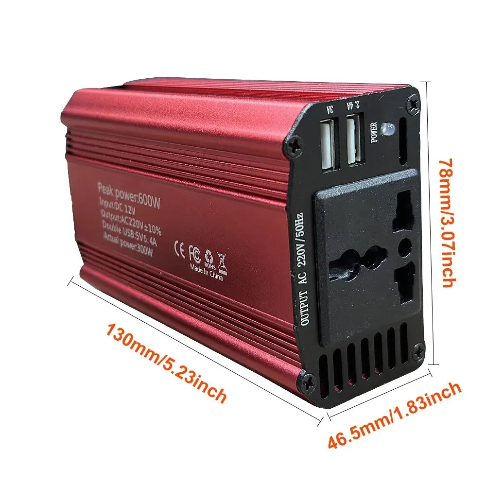 Inverter 12v 50hz 600W Portable Vehicle-mounted Household Converter DC 12v To AC 220V Universal Socket With 5.4A USB