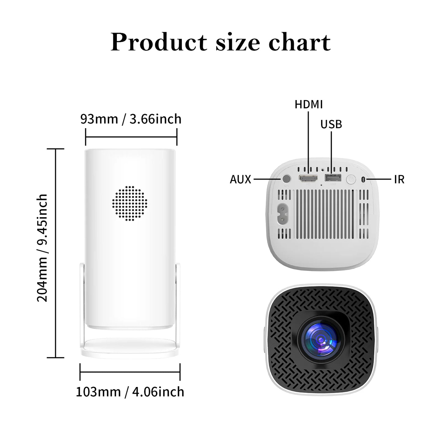 Portable Projector Android 11 WiFi6 Support 4K 1080P BT5.0 Projector 1208*720P Home Cinema Portable Projector