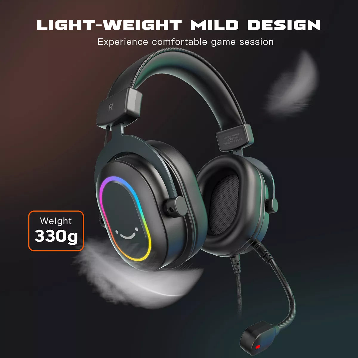 Fifine Dynamic RGB Gaming Headset with Mic Over-Ear Headphones 7.1 Surround Sound PC PS4 PS5 3 EQ Options Game Movie Music - Digital Edges | Online Electronics Store