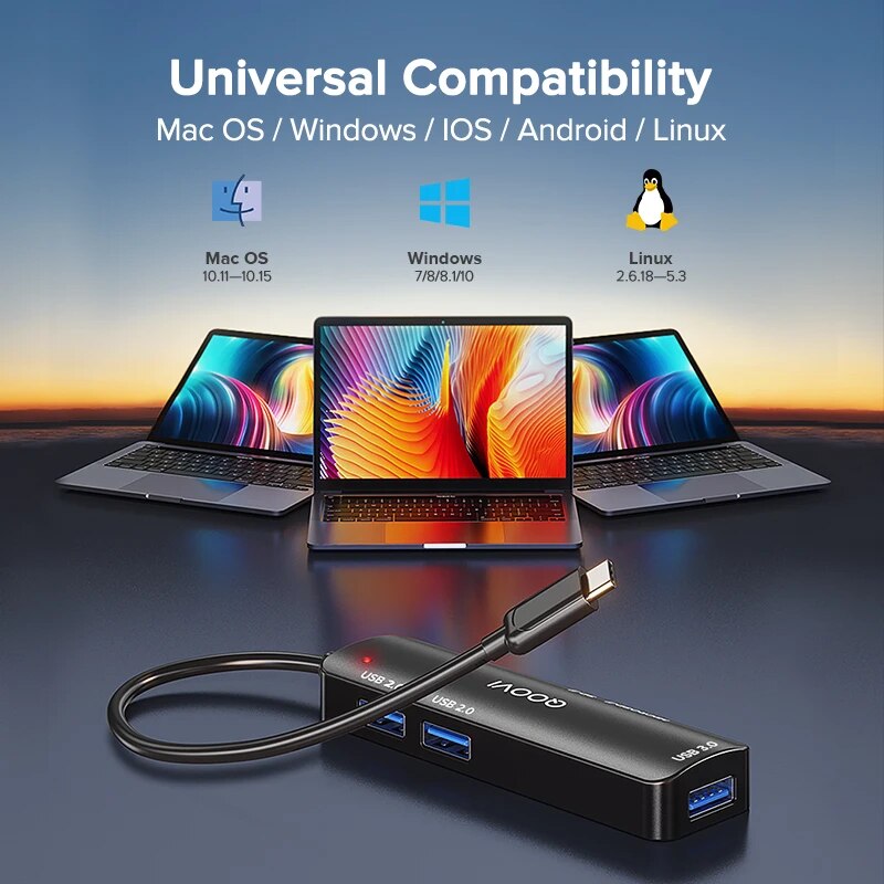 QOOVI USB C Hub 5 in 1 Type C to USB 3.0 Adapter Dock With TF SD Reader For Macbook iPad Pro Air Xiaomi Splitter Port OTG HUB - Digital Edges | Online Electronics Store