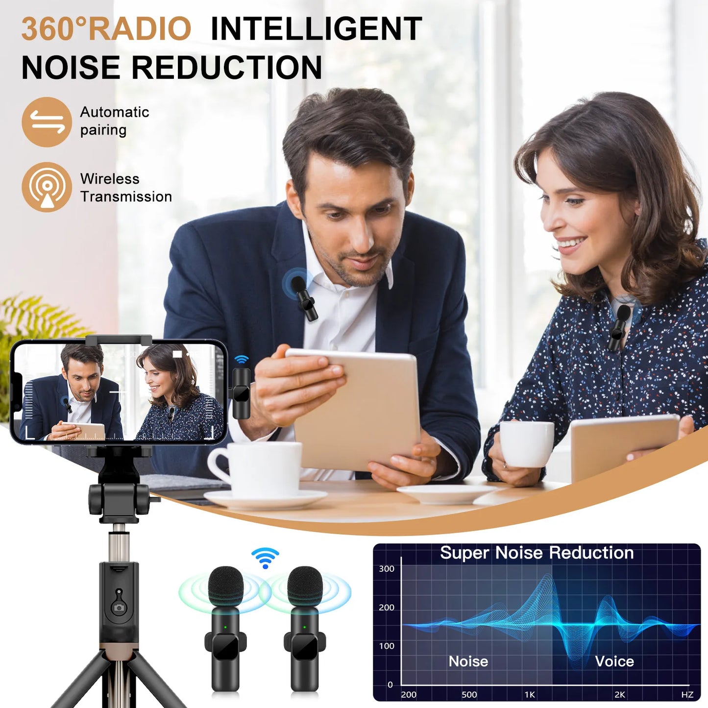 New Wireless Lavalier Microphone Portable Audio Video Recording Mini Mic for iPhone Android Live Broadcast Gaming Phone Mic - Digital Edges | Online Electronics Store