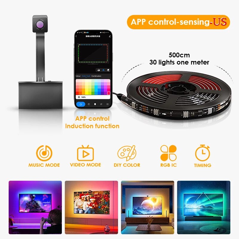 Wi-Fi Tv Led Backlight Rgb Tape Screen Color Sync Led Strip Light