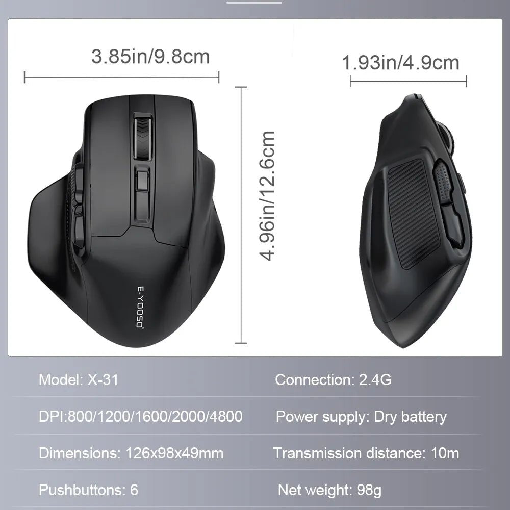Best Gaming Mouse for Big Hands | E-YOOSO-PAW3212 4800 DPI 5 Buttons - Digital Edges | Online Electronics Store