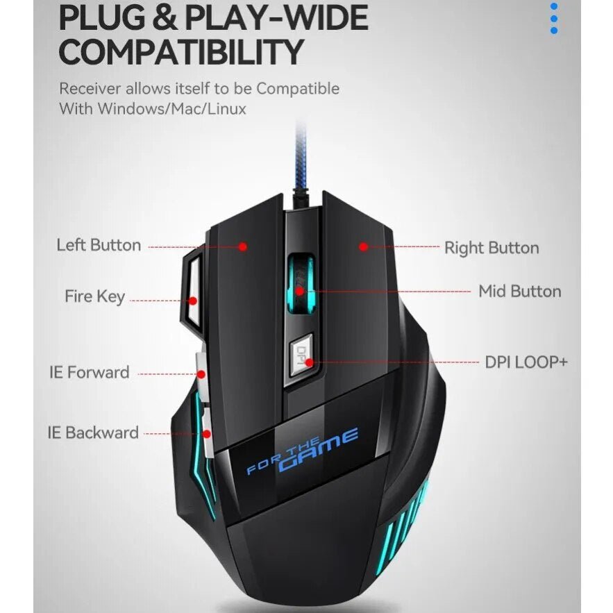 Best Gaming Mouse for Large Hands | RGB Backlit Ergonomic Mice 7D Wired - Digital Edges | Online Electronics Store