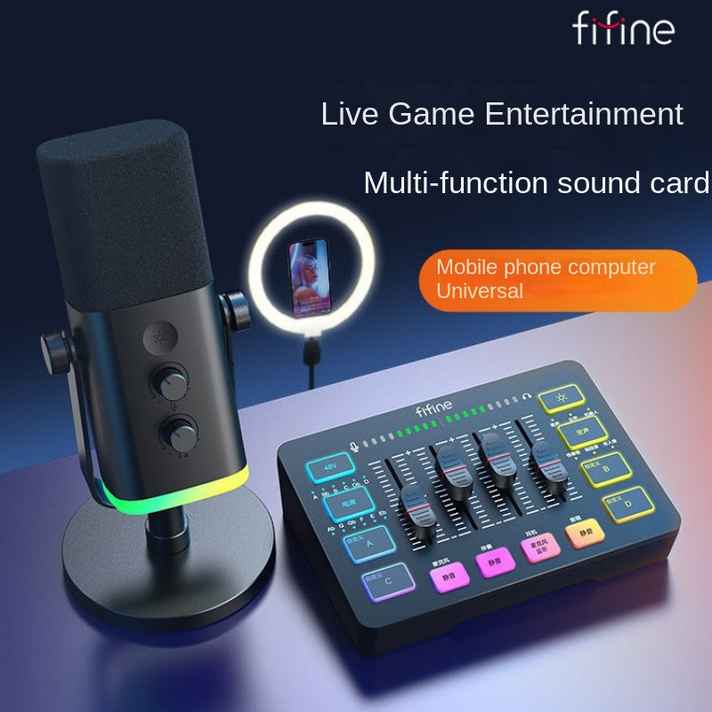 Fifine Game Live Streaming Equipment SC3 Full Set USB External Sound Card Microphone Desktop Karaoke