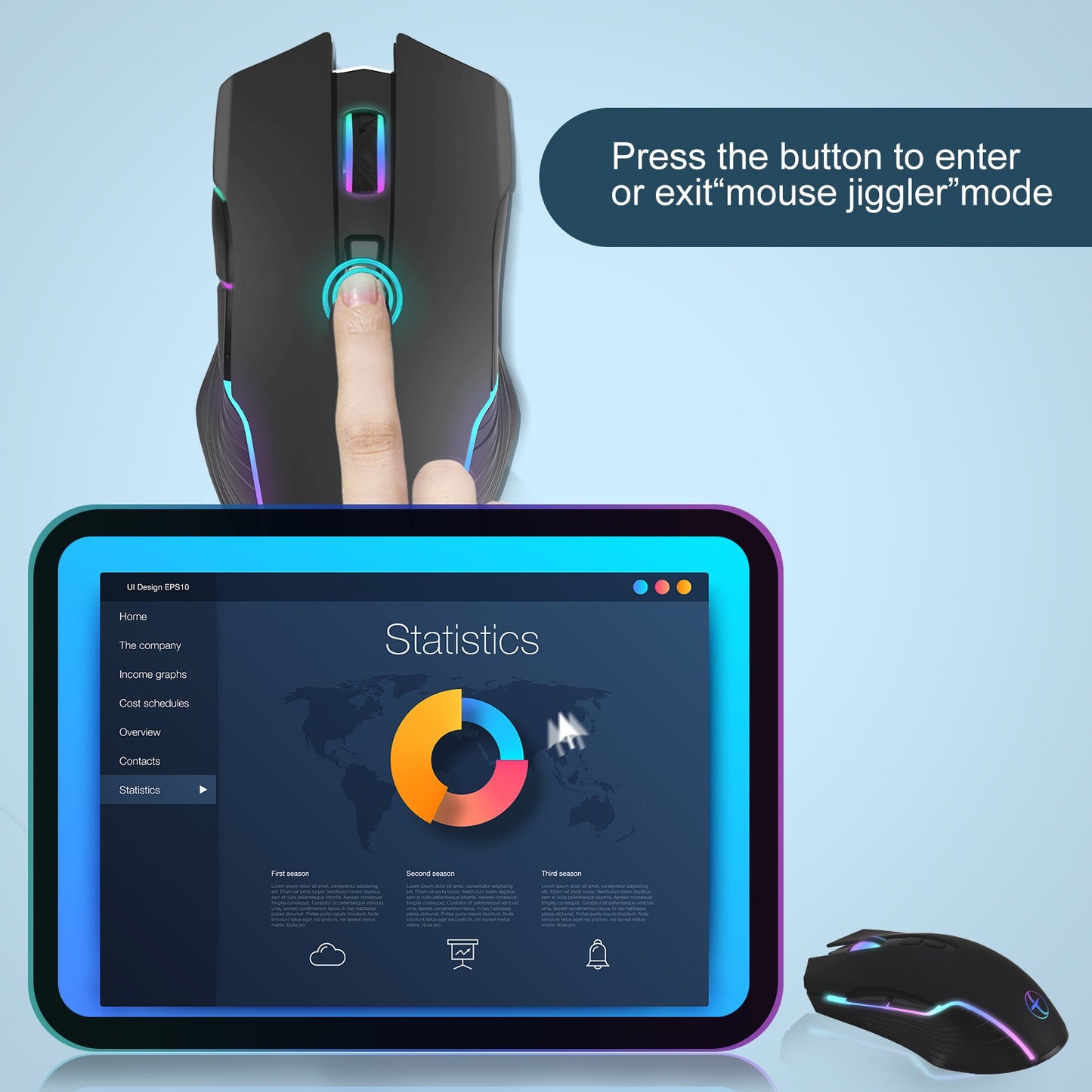 Virtual anti sleep wireless mouse