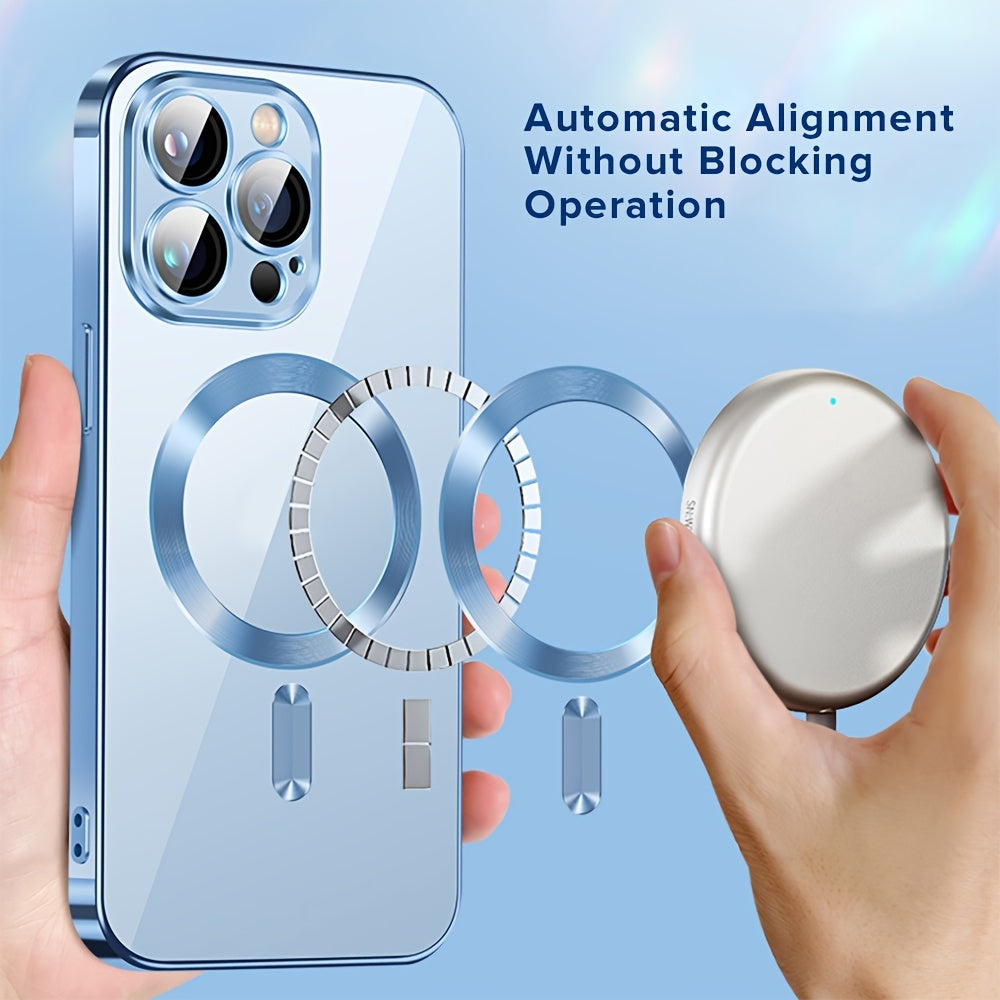 Luxury Plating Clear Adsorption Case: Transparent Magnetic Wireless Charging Case For IPhone 14 Pro Max/14 Pro/14 Plus/14/13 Pro Max/13 Pro/13/12 Pro Max/12 Pro/12/11 Pro Max/11 Pro/11 - Digital Edges | Online Electronics Store