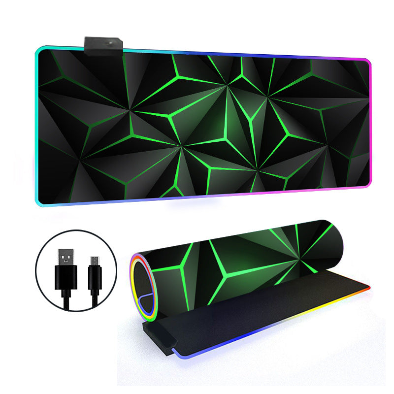RGB Gaming Mouse Pad Oversized Grid LED Desk Mat Thickened Natural Rubber