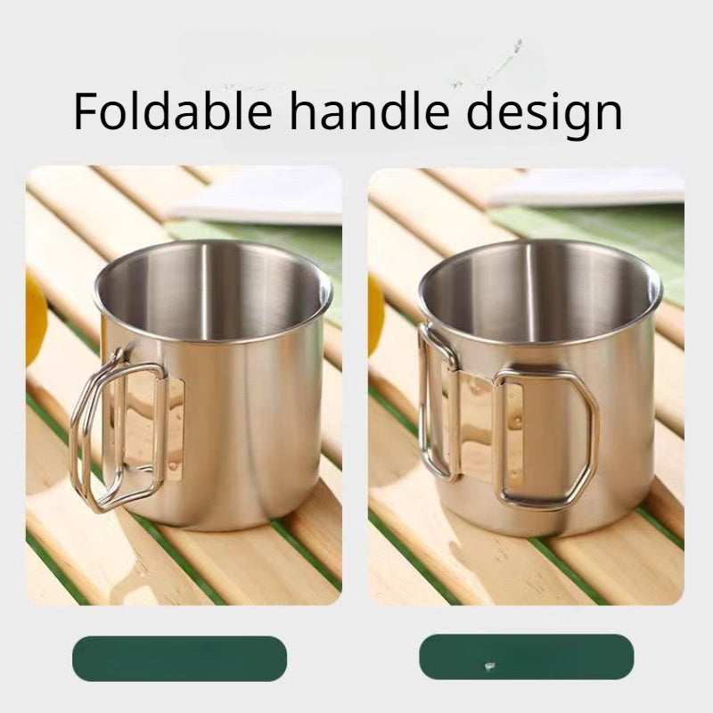 Outdoor Stainless Steel 304 Folding Cup Convenient Storage Wild Camping Tableware Coffee Cup Outdoor Tea Cup Mountaineering Water Cup - Digital Edges | Online Electronics Store