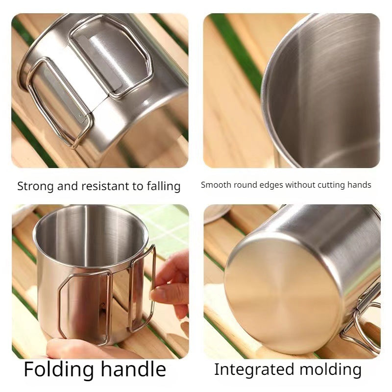 Outdoor Stainless Steel 304 Folding Cup Convenient Storage Wild Camping Tableware Coffee Cup Outdoor Tea Cup Mountaineering Water Cup - Digital Edges | Online Electronics Store