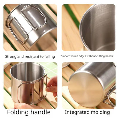 Outdoor Stainless Steel 304 Folding Cup Convenient Storage Wild Camping Tableware Coffee Cup Outdoor Tea Cup Mountaineering Water Cup - Digital Edges | Online Electronics Store