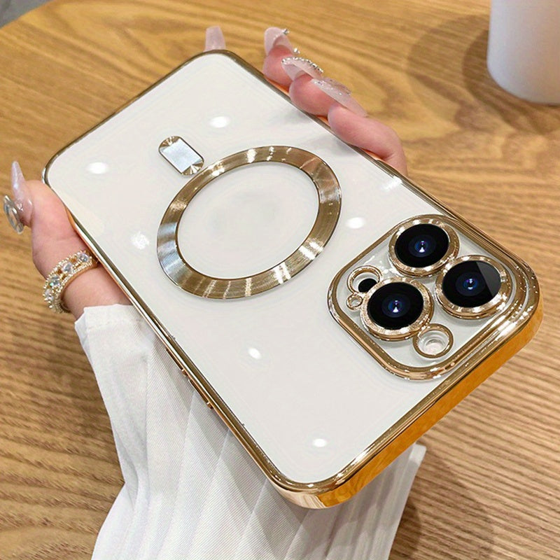 Luxury Plating Clear Adsorption Case: Transparent Magnetic Wireless Charging Case For IPhone 14 Pro Max/14 Pro/14 Plus/14/13 Pro Max/13 Pro/13/12 Pro Max/12 Pro/12/11 Pro Max/11 Pro/11 - Digital Edges | Online Electronics Store