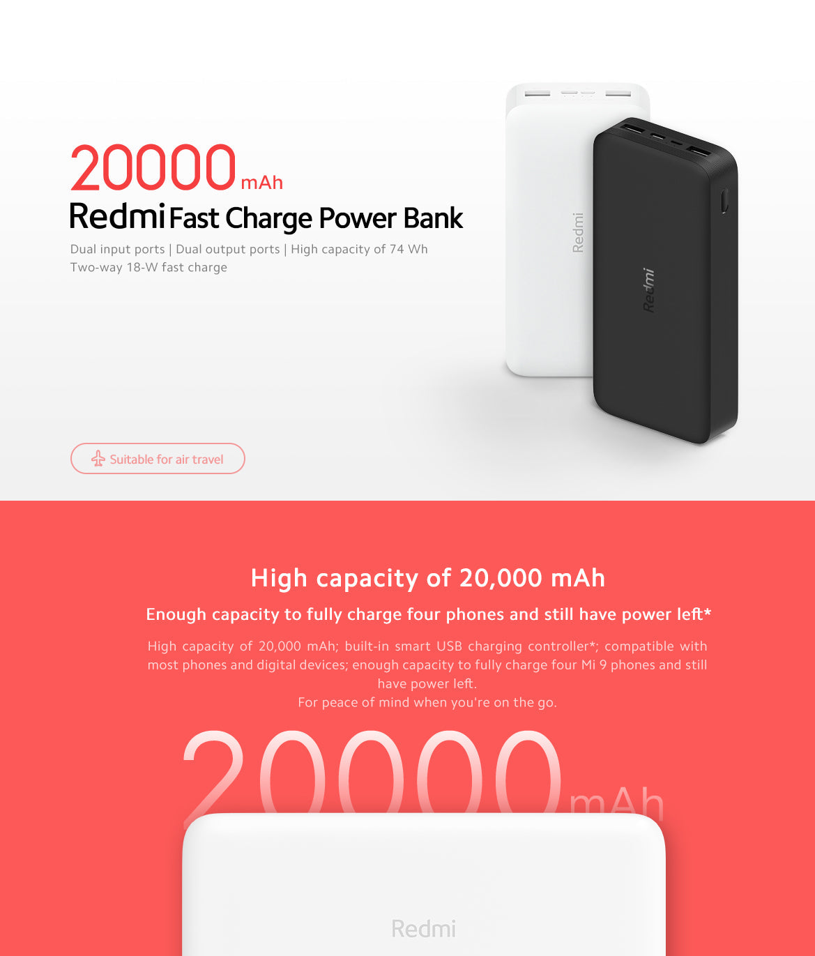 20000mAh Redmi 18W Fast Charge Power Bank – additional product photo 2