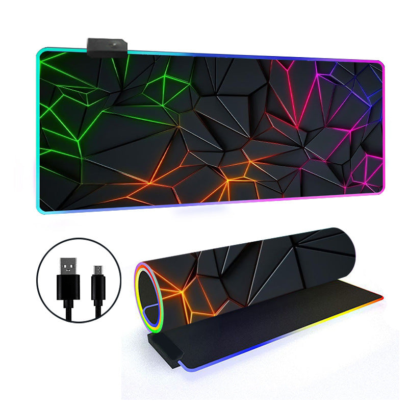 RGB Gaming Mouse Pad Oversized Grid LED Desk Mat Thickened Natural Rubber