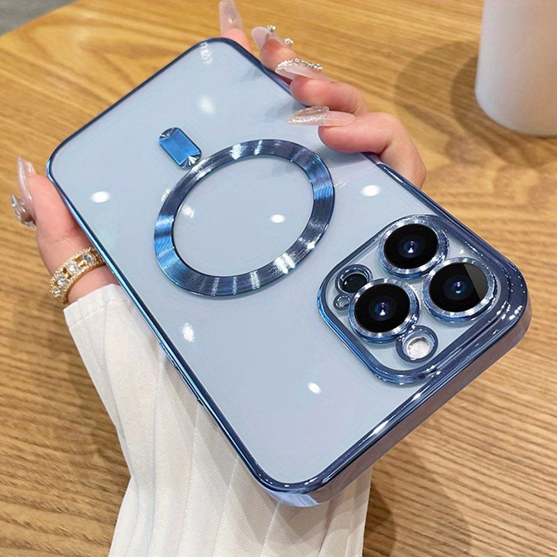 Luxury Plating Clear Adsorption Case: Transparent Magnetic Wireless Charging Case For IPhone 14 Pro Max/14 Pro/14 Plus/14/13 Pro Max/13 Pro/13/12 Pro Max/12 Pro/12/11 Pro Max/11 Pro/11 - Digital Edges | Online Electronics Store