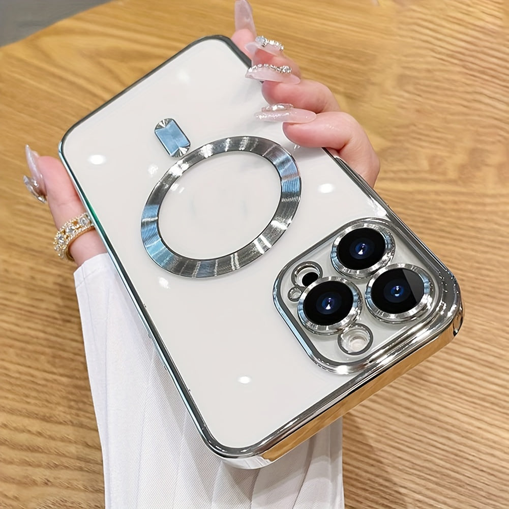 Luxury Plating Clear Adsorption Case: Transparent Magnetic Wireless Charging Case For IPhone 14 Pro Max/14 Pro/14 Plus/14/13 Pro Max/13 Pro/13/12 Pro Max/12 Pro/12/11 Pro Max/11 Pro/11 - Digital Edges | Online Electronics Store