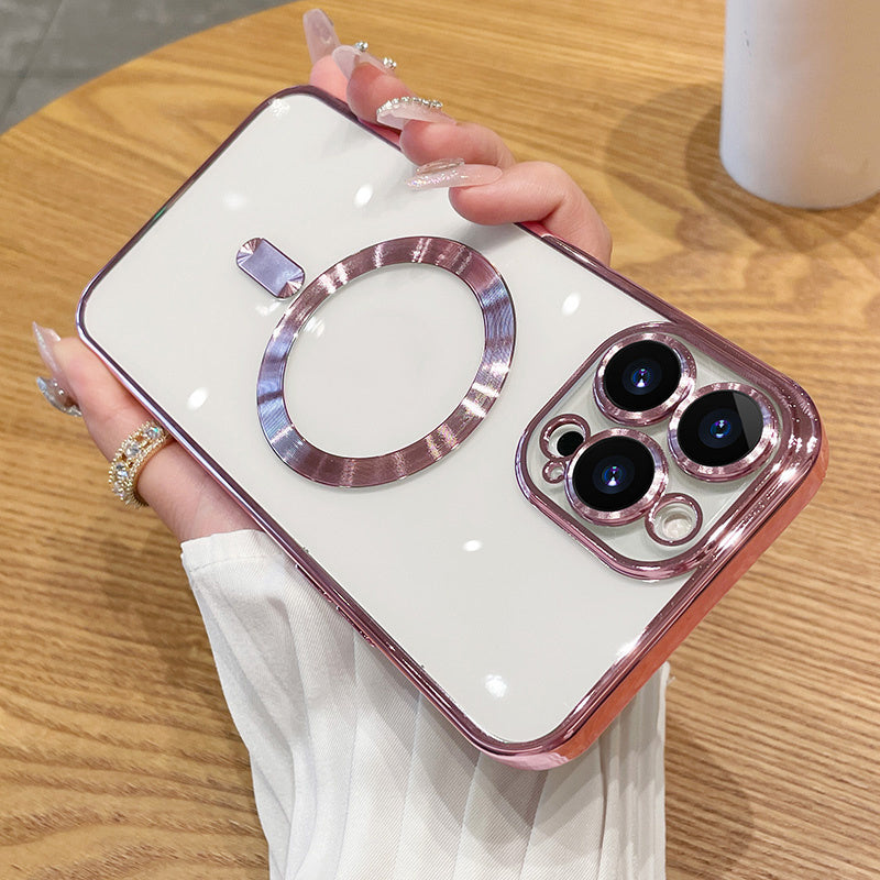 Luxury Plating Clear Adsorption Case: Transparent Magnetic Wireless Charging Case For IPhone 14 Pro Max/14 Pro/14 Plus/14/13 Pro Max/13 Pro/13/12 Pro Max/12 Pro/12/11 Pro Max/11 Pro/11 - Digital Edges | Online Electronics Store