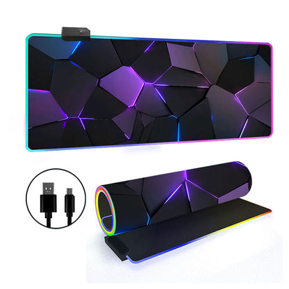 RGB Gaming Mouse Pad Oversized Grid LED Desk Mat Thickened Natural Rubber
