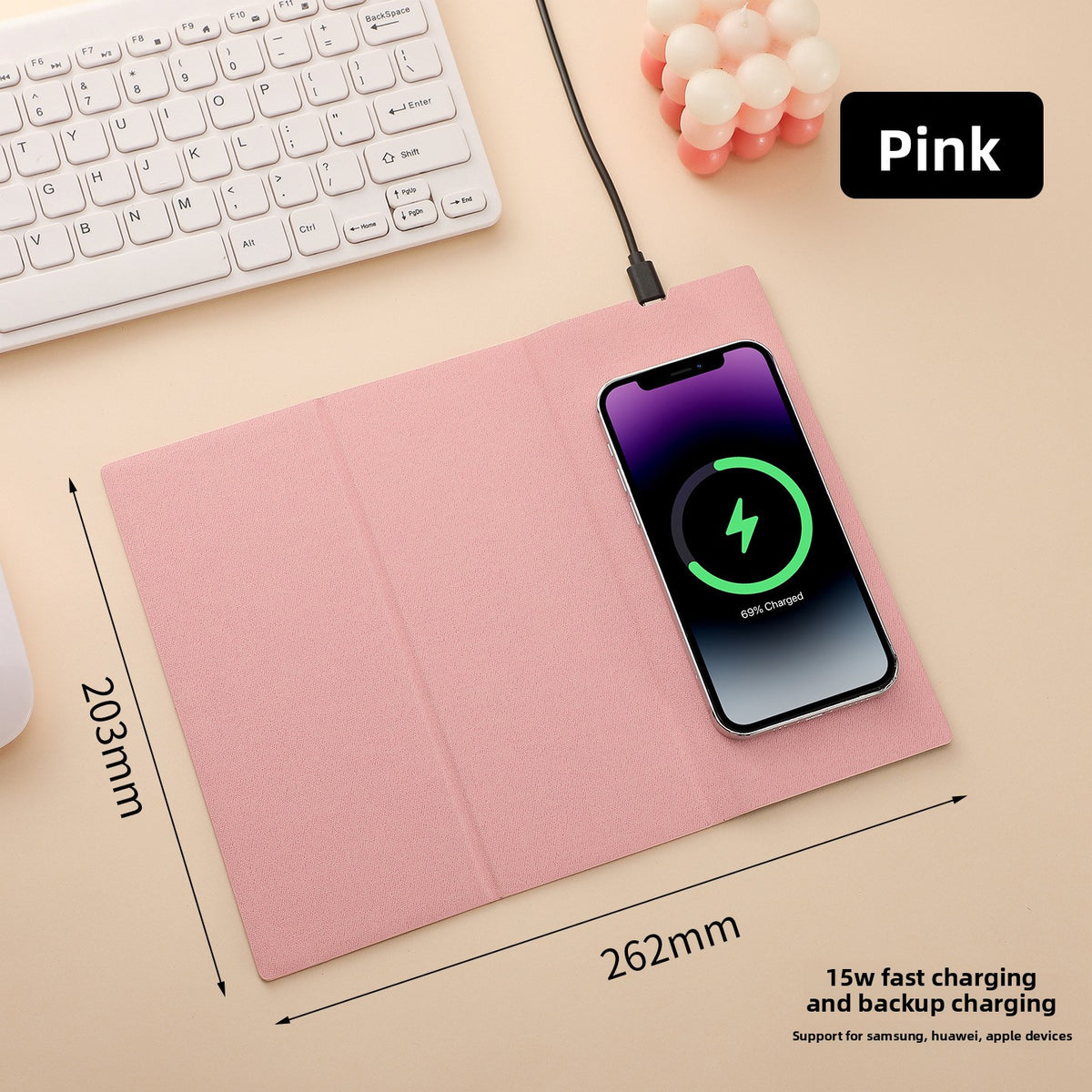15W Wireless Charging Mouse Pad Desk Mat