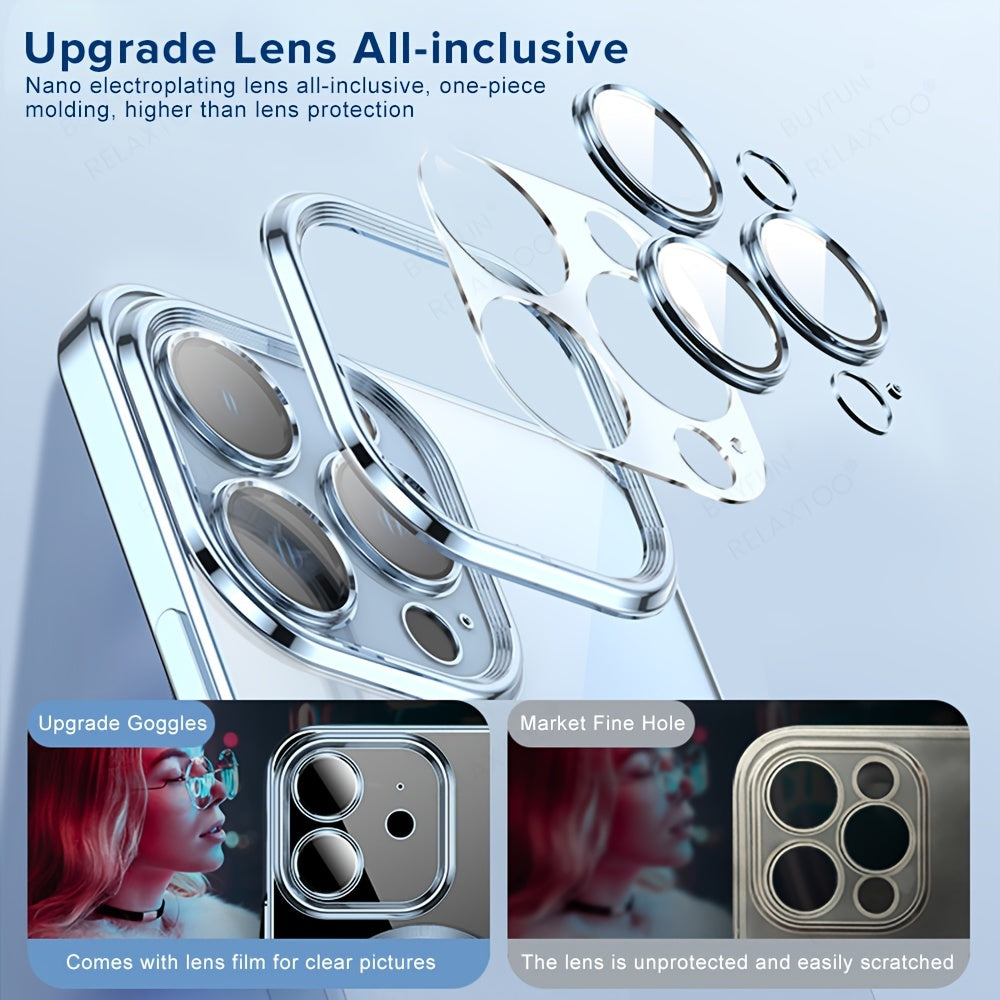 Luxury Plating Clear Adsorption Case: Transparent Magnetic Wireless Charging Case For IPhone 14 Pro Max/14 Pro/14 Plus/14/13 Pro Max/13 Pro/13/12 Pro Max/12 Pro/12/11 Pro Max/11 Pro/11 - Digital Edges | Online Electronics Store