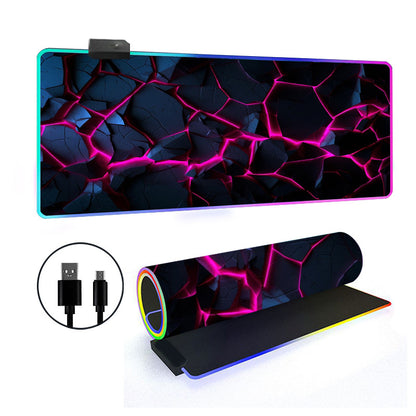 RGB Gaming Mouse Pad Oversized Grid LED Desk Mat Thickened Natural Rubber