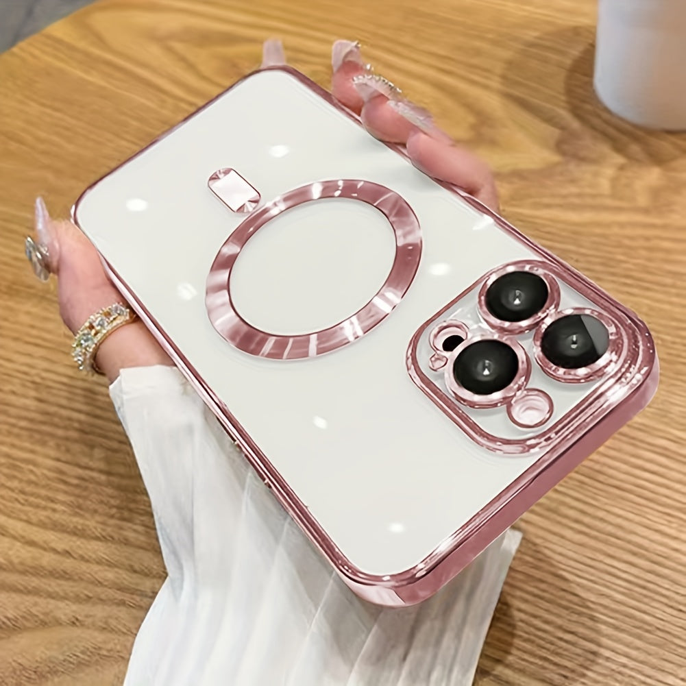 Luxury Plating Clear Adsorption Case: Transparent Magnetic Wireless Charging Case For IPhone 14 Pro Max/14 Pro/14 Plus/14/13 Pro Max/13 Pro/13/12 Pro Max/12 Pro/12/11 Pro Max/11 Pro/11 - Digital Edges | Online Electronics Store