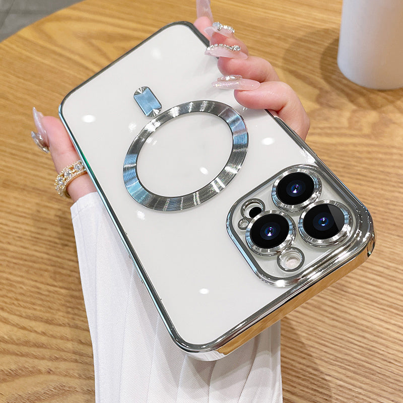 Luxury Plating Clear Adsorption Case: Transparent Magnetic Wireless Charging Case For IPhone 14 Pro Max/14 Pro/14 Plus/14/13 Pro Max/13 Pro/13/12 Pro Max/12 Pro/12/11 Pro Max/11 Pro/11 - Digital Edges | Online Electronics Store