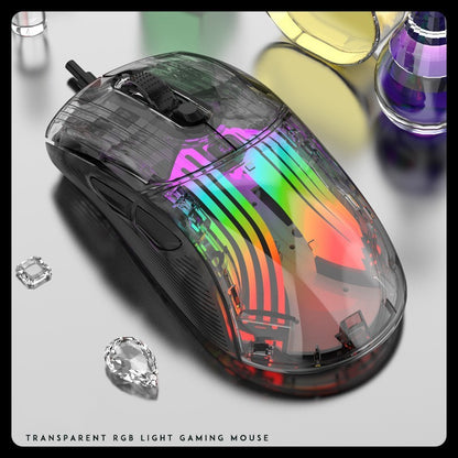 Luminous wireless Bluetooth the third mock examination transparent RGB mechanical mouse game video game mute mouse
