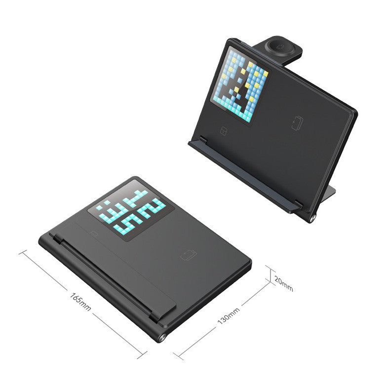 5-in-1 Pixel Animation Foldable Wireless Charger Stand Pad for Mobile Phone Smart Watch Earphone