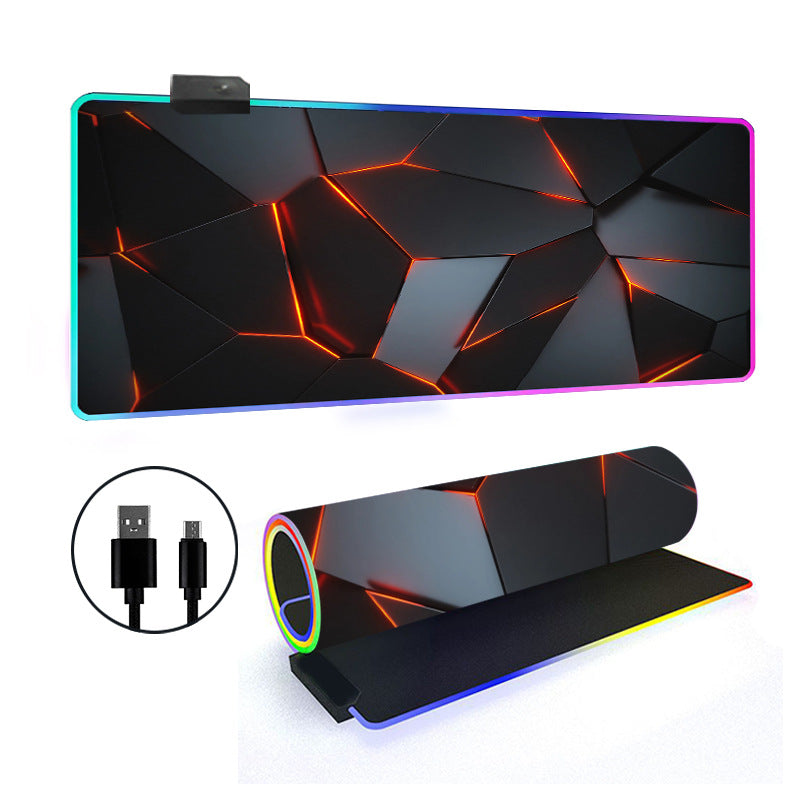 RGB Gaming Mouse Pad Oversized Grid LED Desk Mat Thickened Natural Rubber