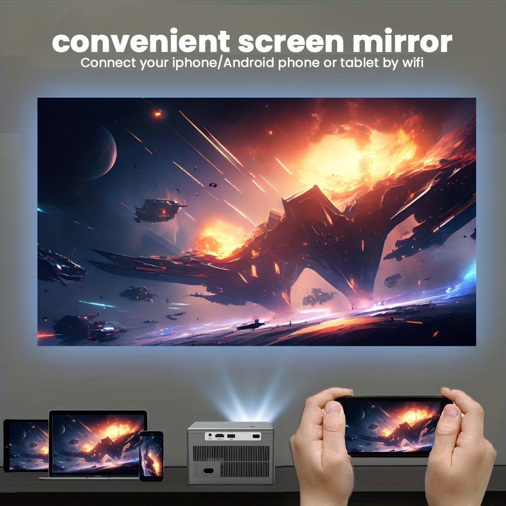 Projector 300ANSI 12000 Lumens UK Plug With Android 10.0 Support 4K 5.08meterscreen Wireless 5.2 1280*720P Home Theater Outdoor Portable - Digital Edges | Online Electronics Store