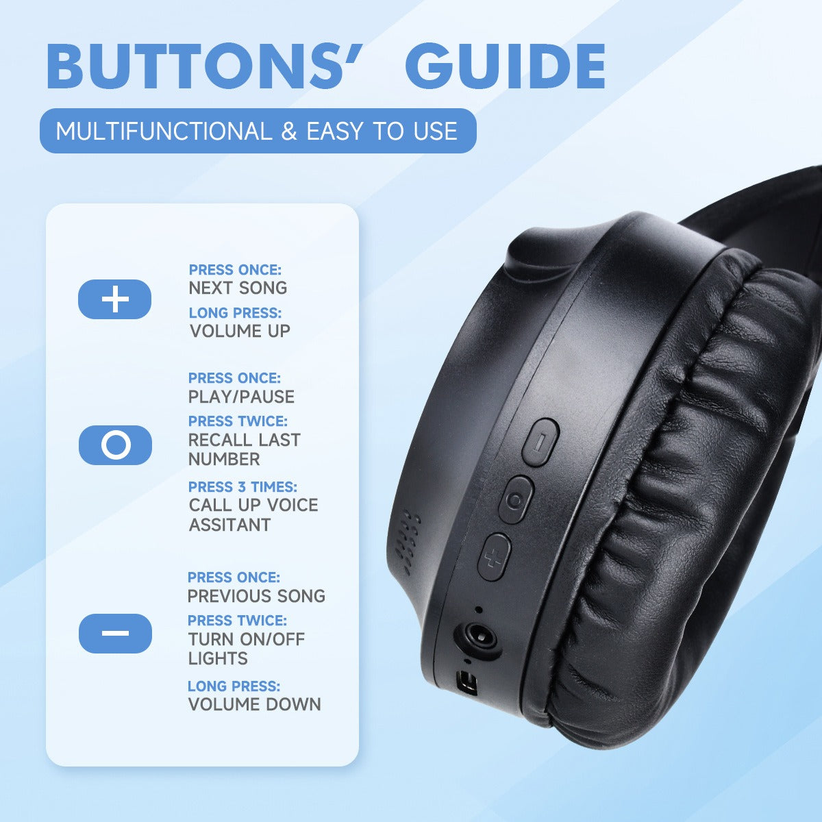 Wireless Bluetooth earphones with heavy bass M9 luminous sports game