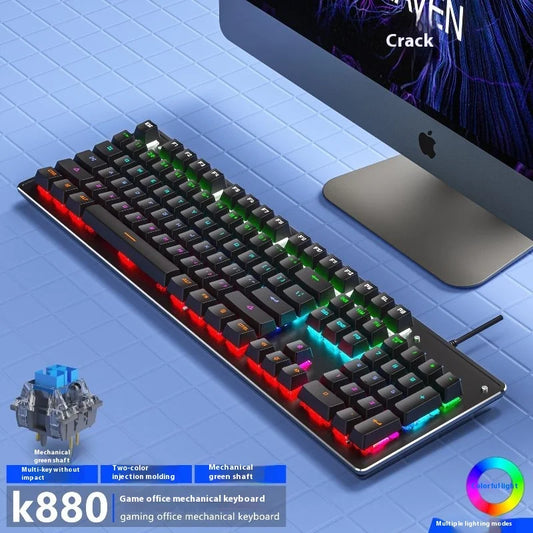 K880 Hot Swappable Mechanical Keyboard, Esports Game, Green Axis Office Computer Keyboard, Wired Mechanical Keyboard