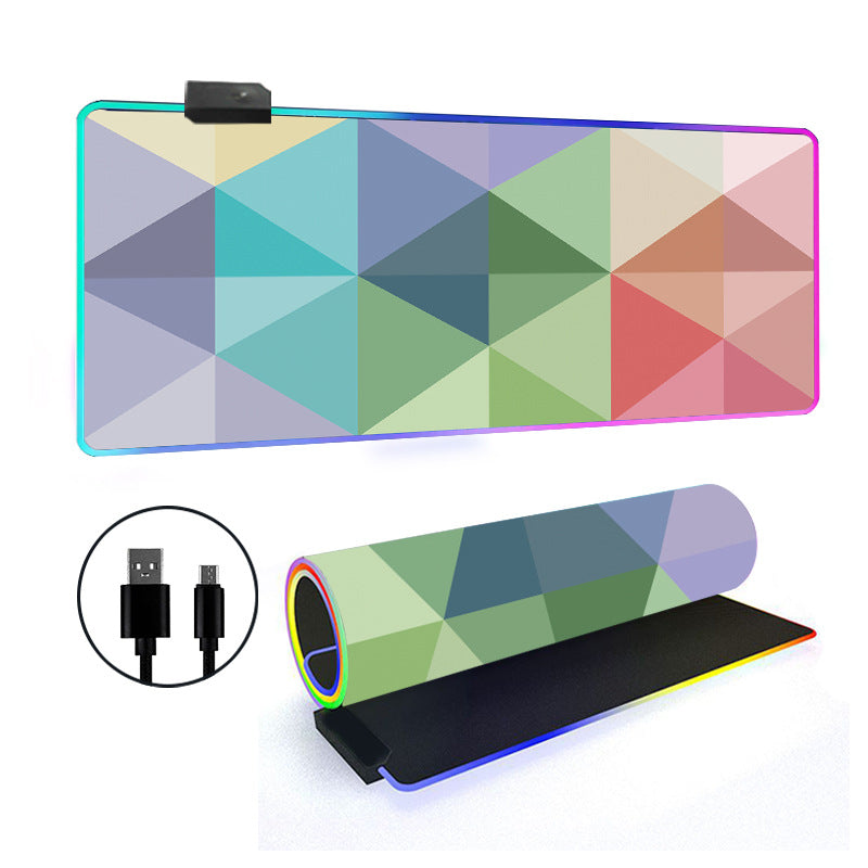 RGB Gaming Mouse Pad Oversized Grid LED Desk Mat Thickened Natural Rubber