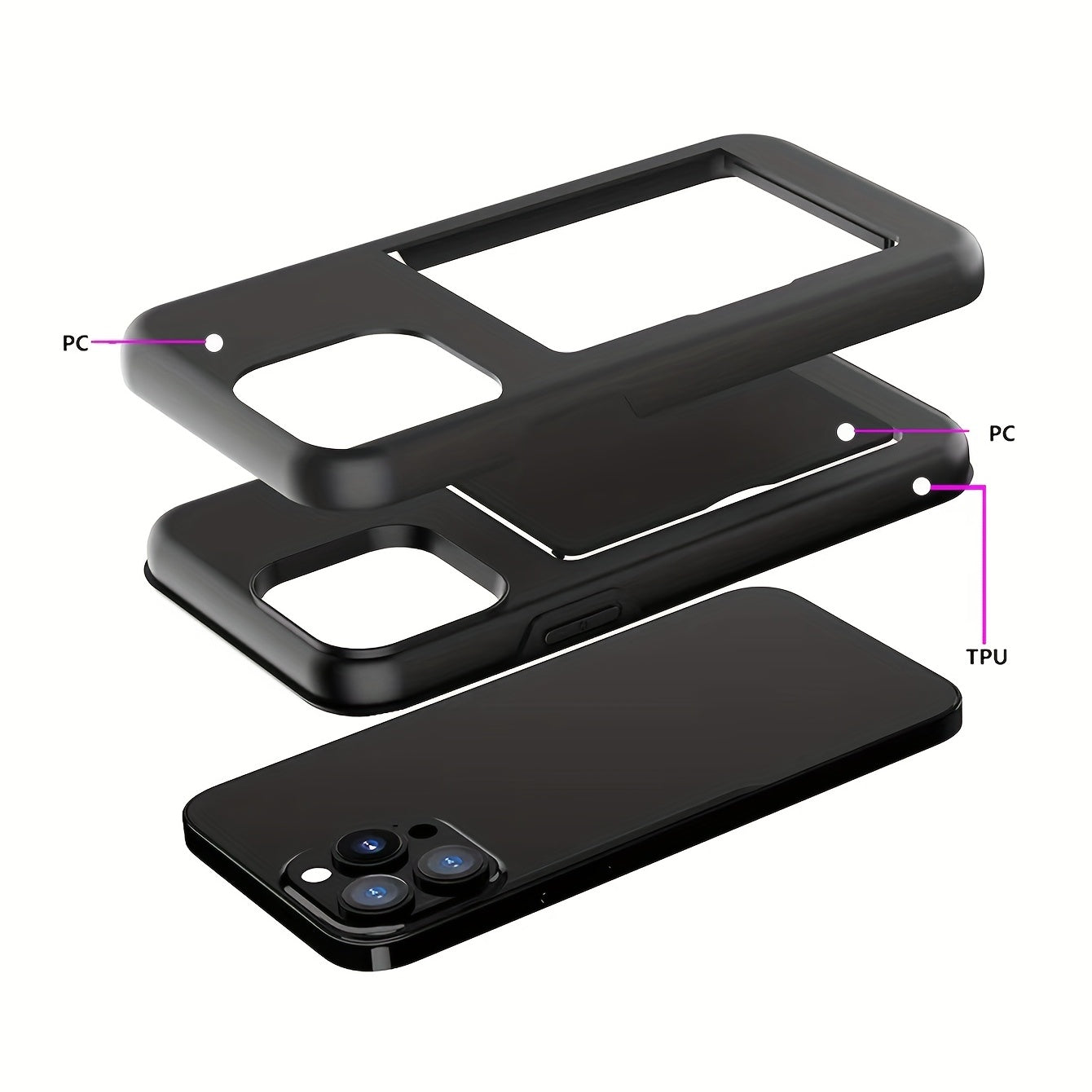 Smooth Feeling Protective Case For IPhone 14 13 12 11 Case Can Hold Two Cards Phone Case Can Protect Lens - Digital Edges | Online Electronics Store