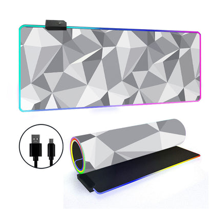RGB Gaming Mouse Pad Oversized Grid LED Desk Mat Thickened Natural Rubber