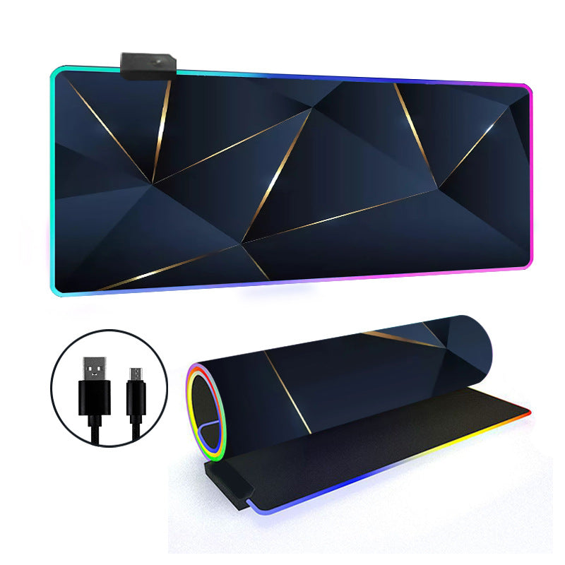 RGB Gaming Mouse Pad Oversized Grid LED Desk Mat Thickened Natural Rubber