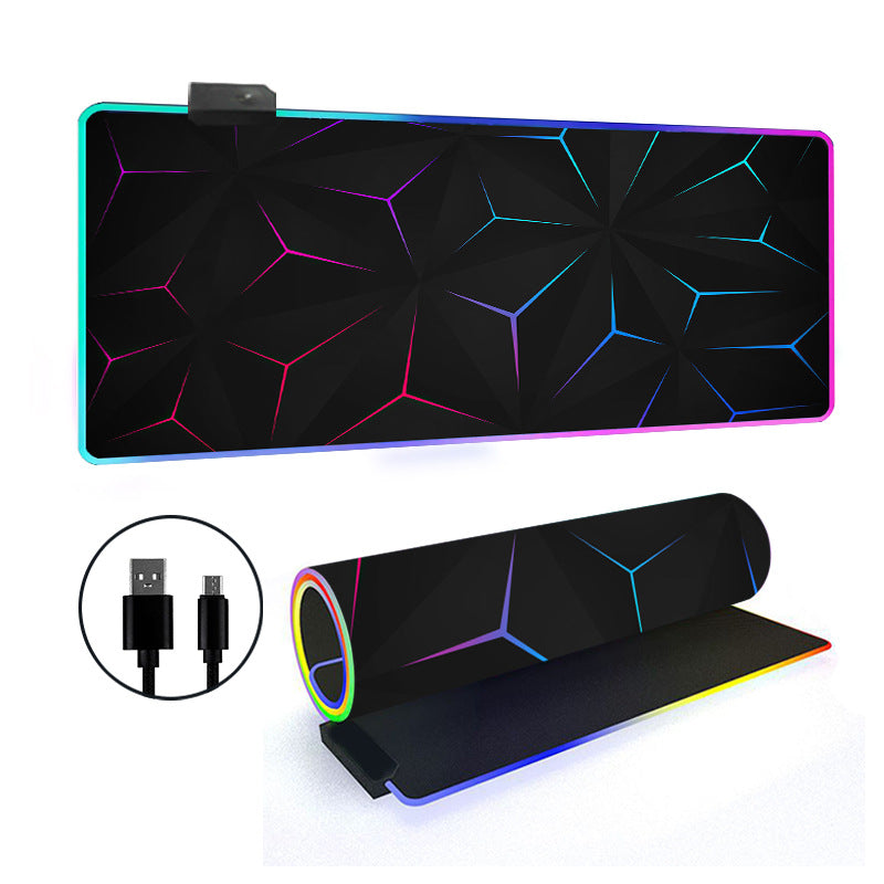 RGB Gaming Mouse Pad Oversized Grid LED Desk Mat Thickened Natural Rubber