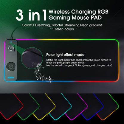 3 in 1 magnetic wireless charging mouse pad desk pad wireless charging luminous mouse pad