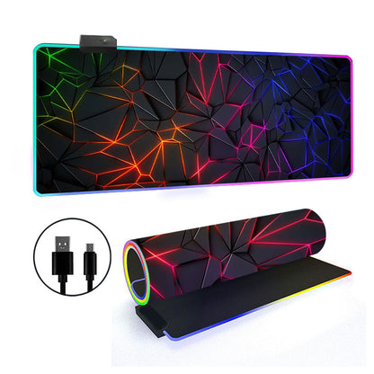 RGB Gaming Mouse Pad Oversized Grid LED Desk Mat Thickened Natural Rubber