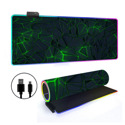 RGB Gaming Mouse Pad Oversized Grid LED Desk Mat Thickened Natural Rubber