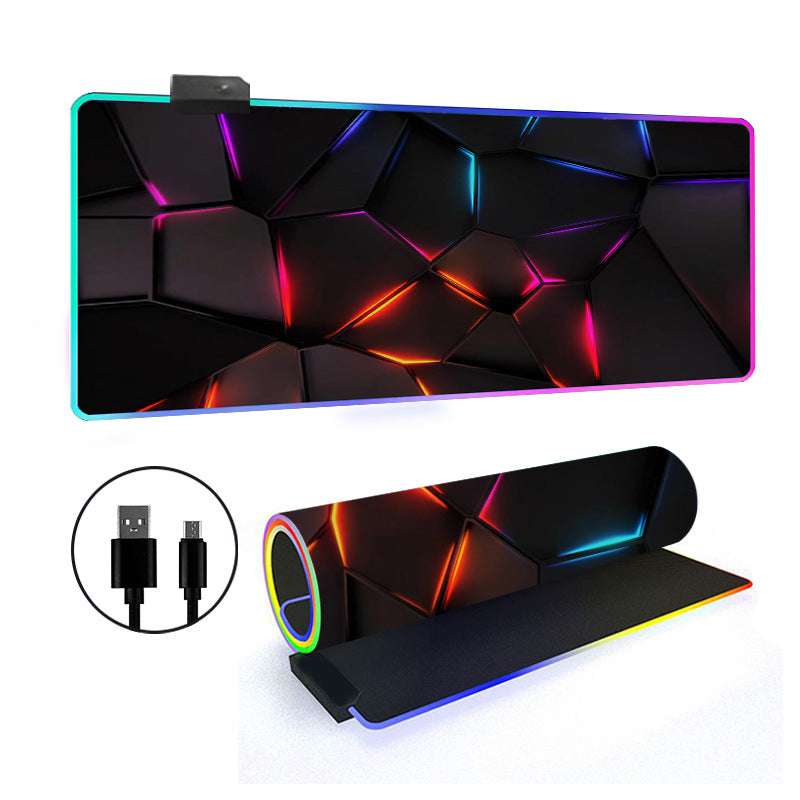 RGB Gaming Mouse Pad Oversized Grid LED Desk Mat Thickened Natural Rubber