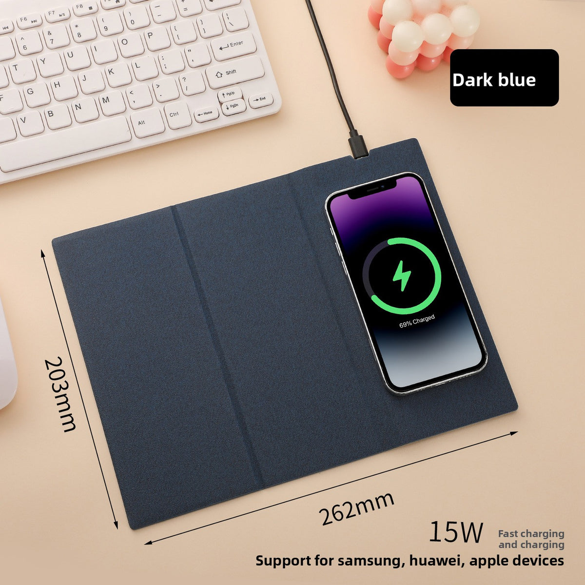 15W Wireless Charging Mouse Pad Desk Mat