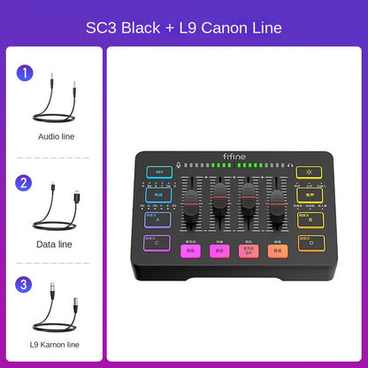 Fifine Game Live Streaming Equipment SC3 Full Set USB External Sound Card Microphone Desktop Karaoke